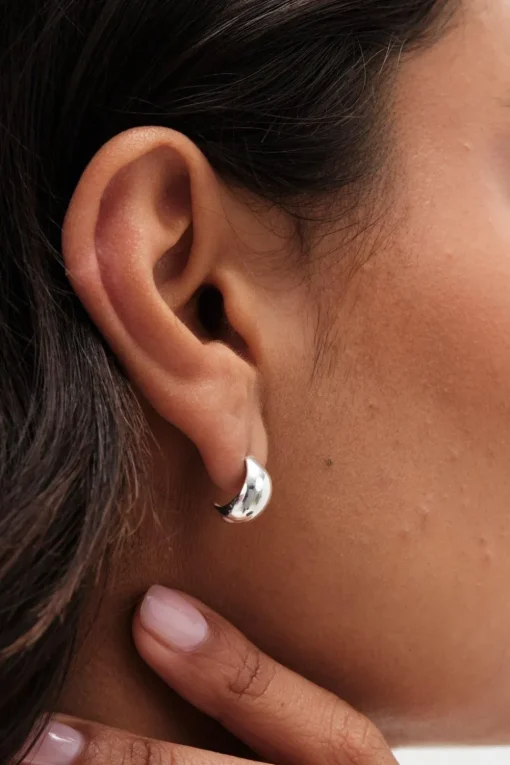 Simply Silver Sterling Silver 925 Polished Dome Hoop Earrings