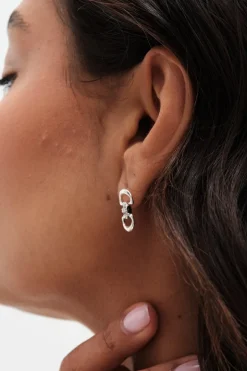 Simply Silver Sterling Silver 925 Polished and Cubic Zirconia Snaffle Drop Earrings