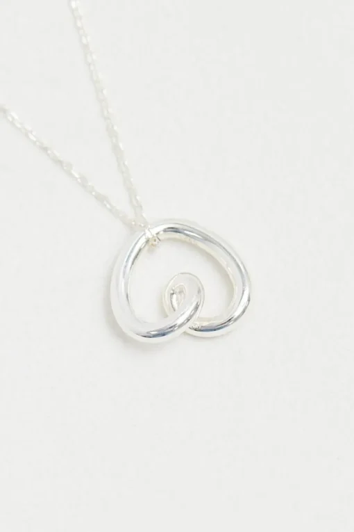 Simply Silver Sterling Silver 925 Swirl Open Heart Necklace