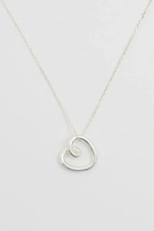 Simply Silver Sterling Silver 925 Swirl Open Heart Necklace
