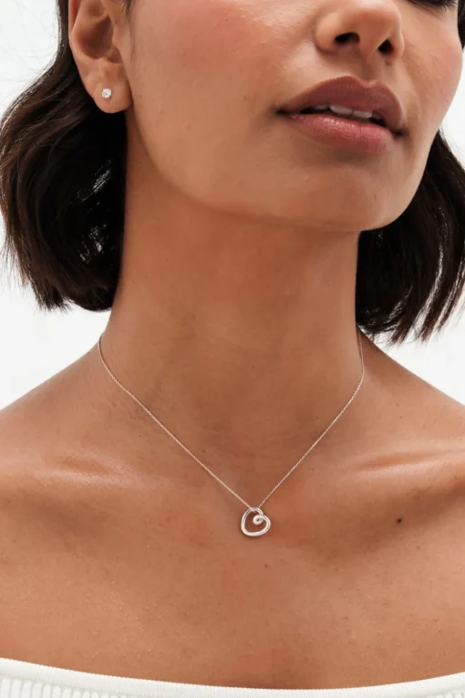 Simply Silver Sterling Silver 925 Swirl Open Heart Necklace