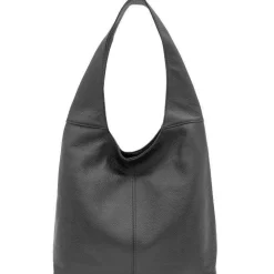 Slate Grey Soft Pebbled Leather Hobo Bag | BXBLY