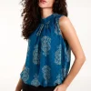 Sleeveless High Neck Puff Ball Top