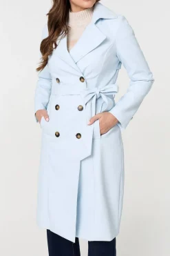 Slim Knee Length Tie Waist Trench Coat
