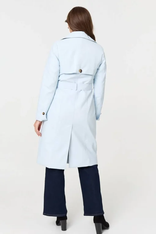 Slim Knee Length Tie Waist Trench Coat