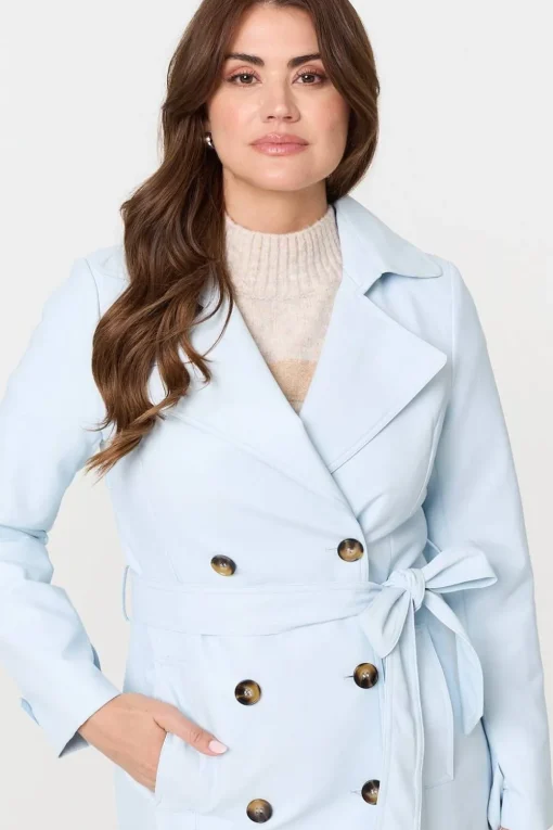 Slim Knee Length Tie Waist Trench Coat