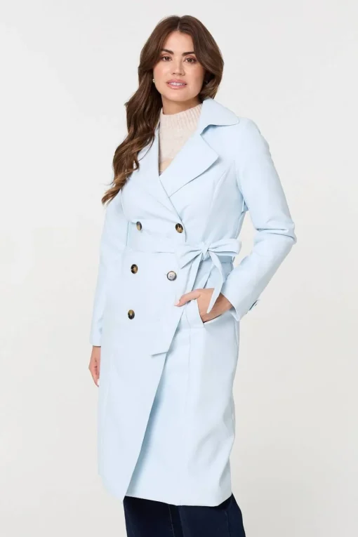 Slim Knee Length Tie Waist Trench Coat