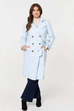 Slim Knee Length Tie Waist Trench Coat