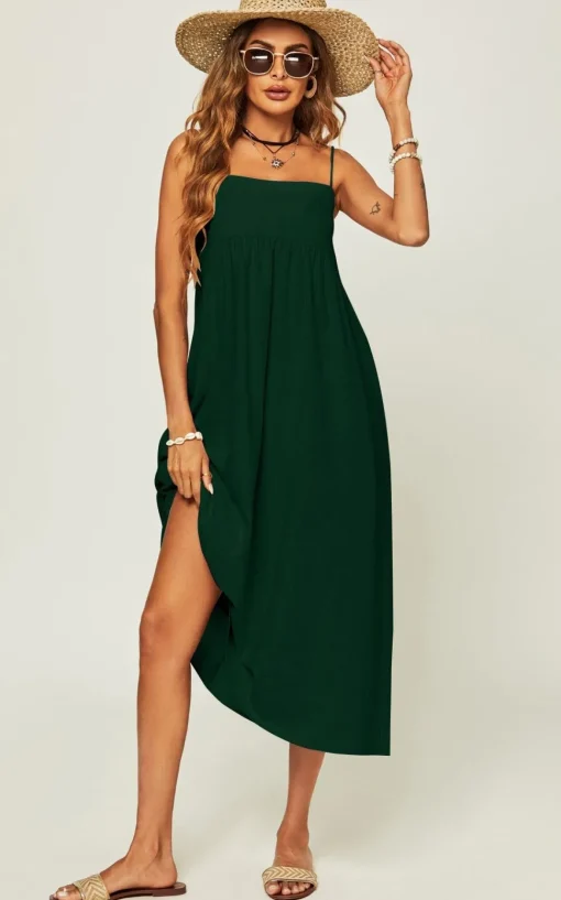 Slip Dress In Dark Green