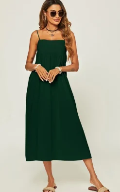 Slip Dress In Dark Green