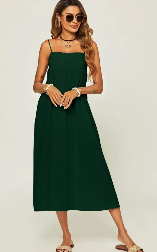 Slip Dress In Dark Green