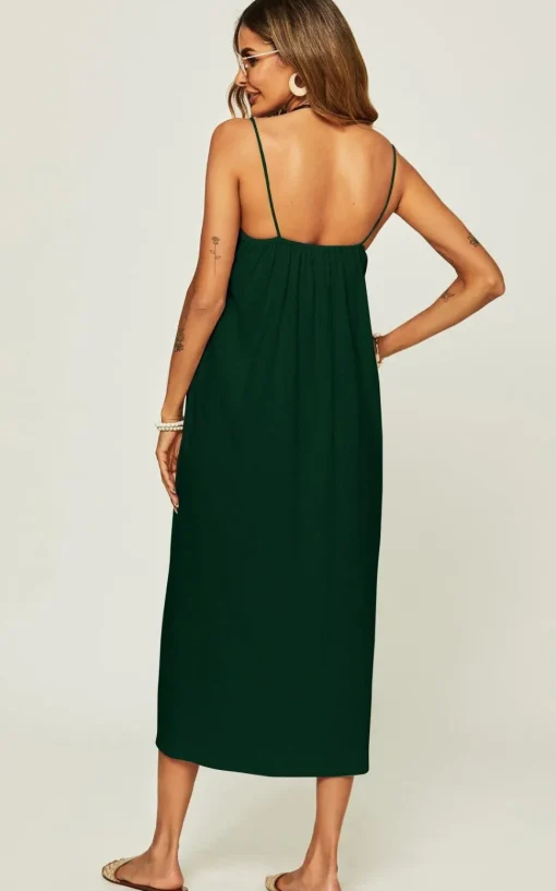 Slip Dress In Dark Green