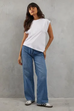 Slub Jersey Asymmetric Hem Tee