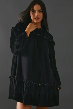 Smock Tiered Velvet Dress