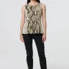 Snake Print Sleeveless Curve Hem Top