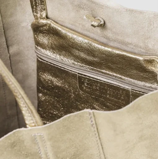 Soft Gold Metallic Leather Tote Shopper Bag | BYDRX
