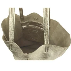 Soft Gold Metallic Leather Tote Shopper Bag | BYDRX