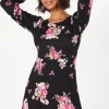 Spaced Floral Long Sleeve Mini Dress