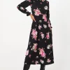 Spaced Floral Long Sleeve Midi Dress