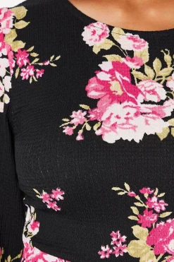 Spaced Floral Long Sleeve Mini Dress