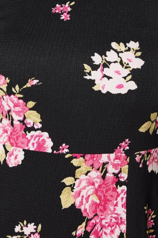 Spaced Floral Long Sleeve Midi Dress