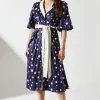 Spot Contrast Collar Dress