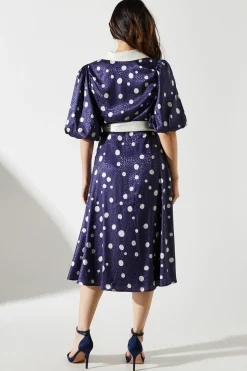 Spot Contrast Collar Dress