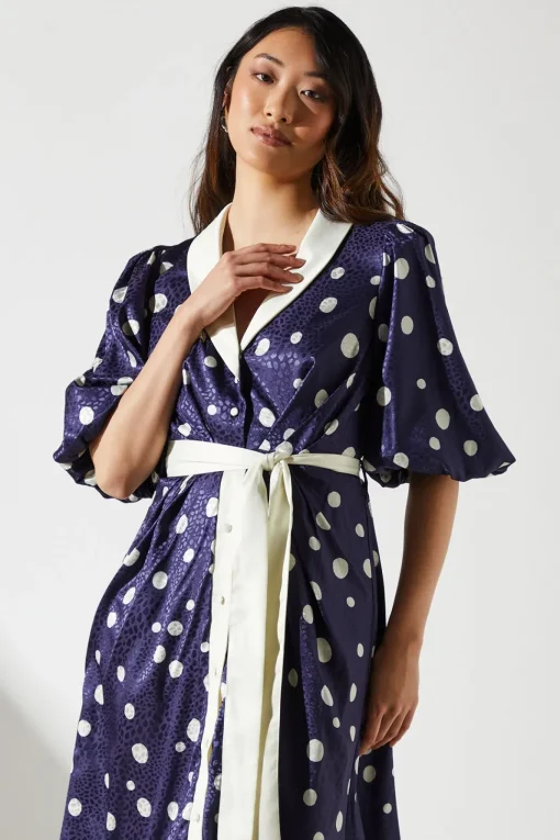Spot Contrast Collar Dress