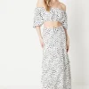 Spot Pleated Tiered Maxi Skirt
