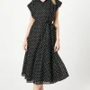 Spot Print Belted Shirt Dress
