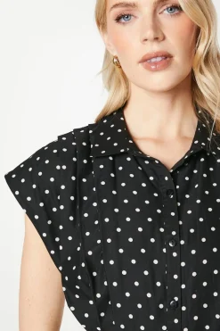Spot Print Belted Shirt Dress