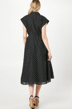 Spot Print Belted Shirt Dress