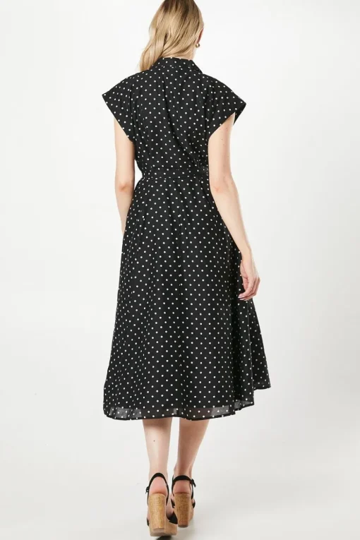 Spot Print Belted Shirt Dress