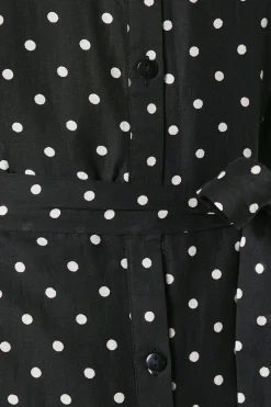 Spot Print Belted Shirt Dress
