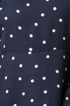 Spot Square Neck Ruffle Midi Dress