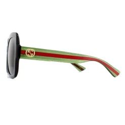 Square Black Green Glitter and Red Green Sunglasses GG0036SN