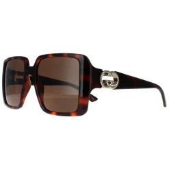 Square Dark Havana with Gold Dark Brown GG1692S