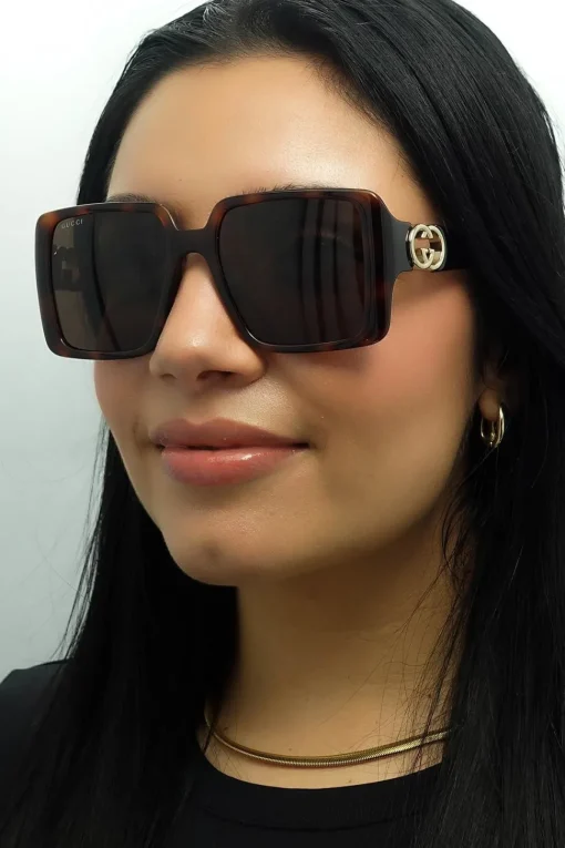 Square Dark Havana with Gold Dark Brown GG1692S