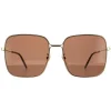 Square Gold Brown Sunglasses