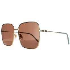 Square Gold Brown Sunglasses