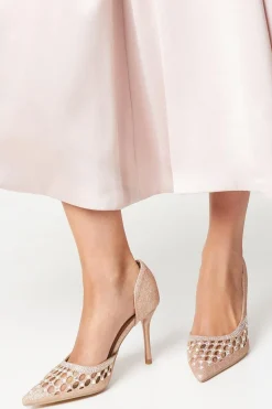 Stazie Glitter Mesh Diamante High Heeled Court Shoes