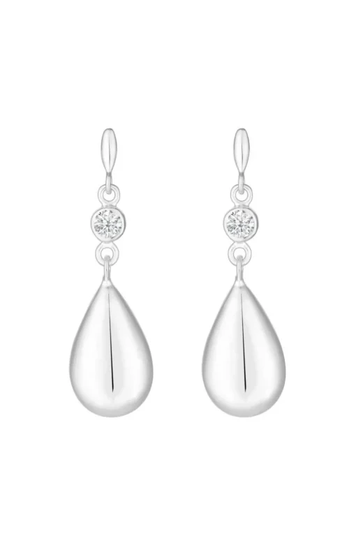 Sterling Silver 925 Besel Polished Drop Earrings