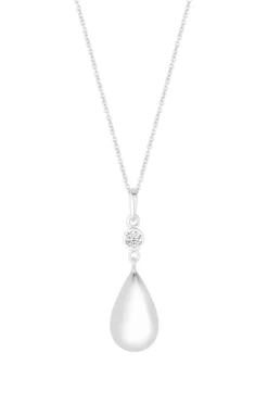 Sterling Silver 925 Besel Polished Drop Pendant Necklace
