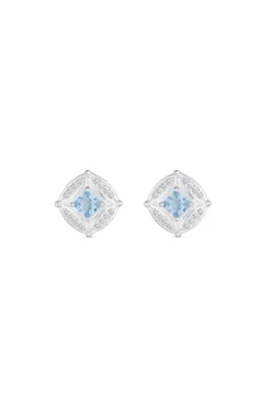 Sterling Silver 925 Blue Spinel And Cubic Zirconia Earrings