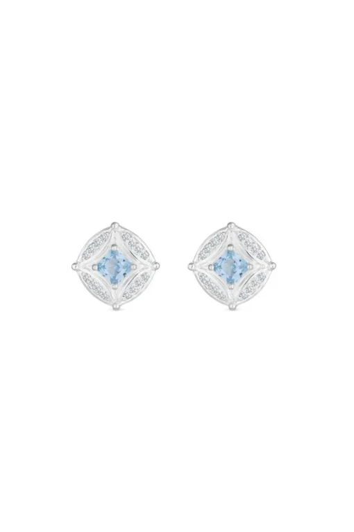 Sterling Silver 925 Blue Spinel And Cubic Zirconia Earrings