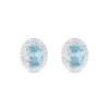Sterling Silver 925 Blue Topaz Halo Earrings
