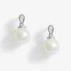 Sterling Silver 925 Cubic Zirconia and Pearl Classic Stud Earrings