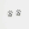 Sterling Silver 925 Paw Print Cubic Zirconia Earrings