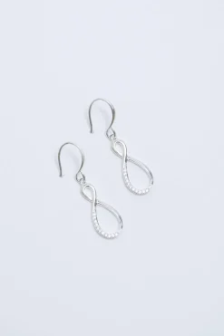 Sterling Silver 925 Polished And Cubic Zirconia Infinity Drop Earrings