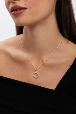 Sterling Silver 925 Polished Station Chain Polished Open Twist Pendant